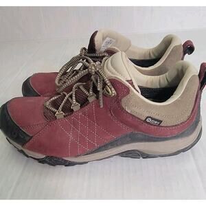 Oboz Low Trail Hiking Shoes Womens 10 Burgundy Suede Waterproof Sneakers
